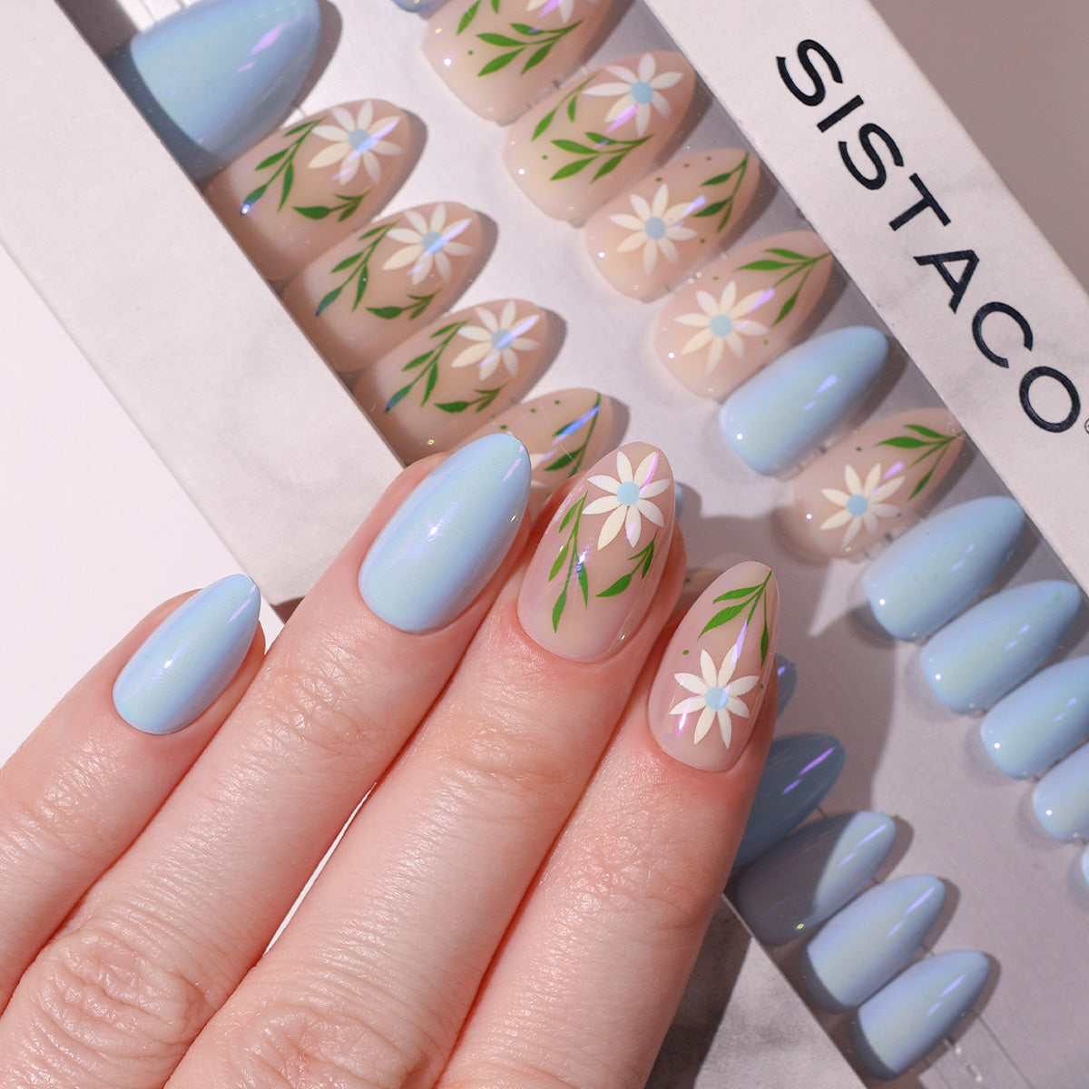 Bluebell Prism - Almond Sustainable Nails