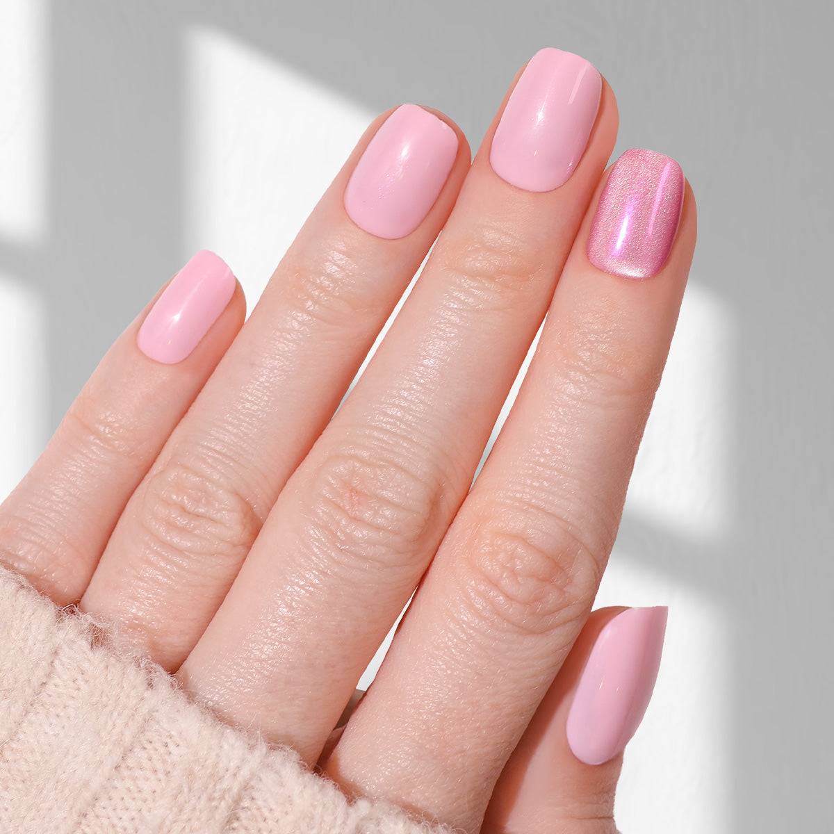 Pink Glow - Squoval Sustainable Nails