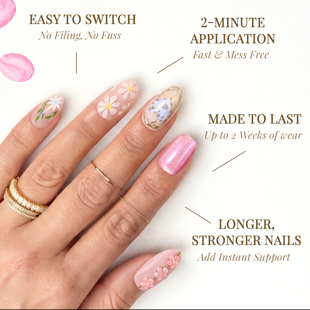 Pink Glow - Squoval Sustainable Nails