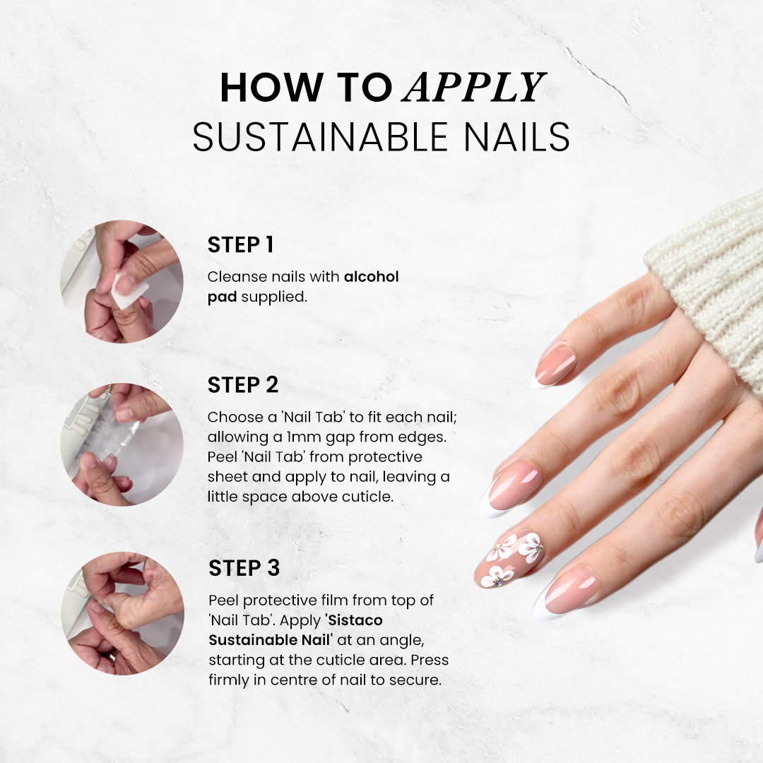 Porcelain Bloom - Oval Sustainable Nails