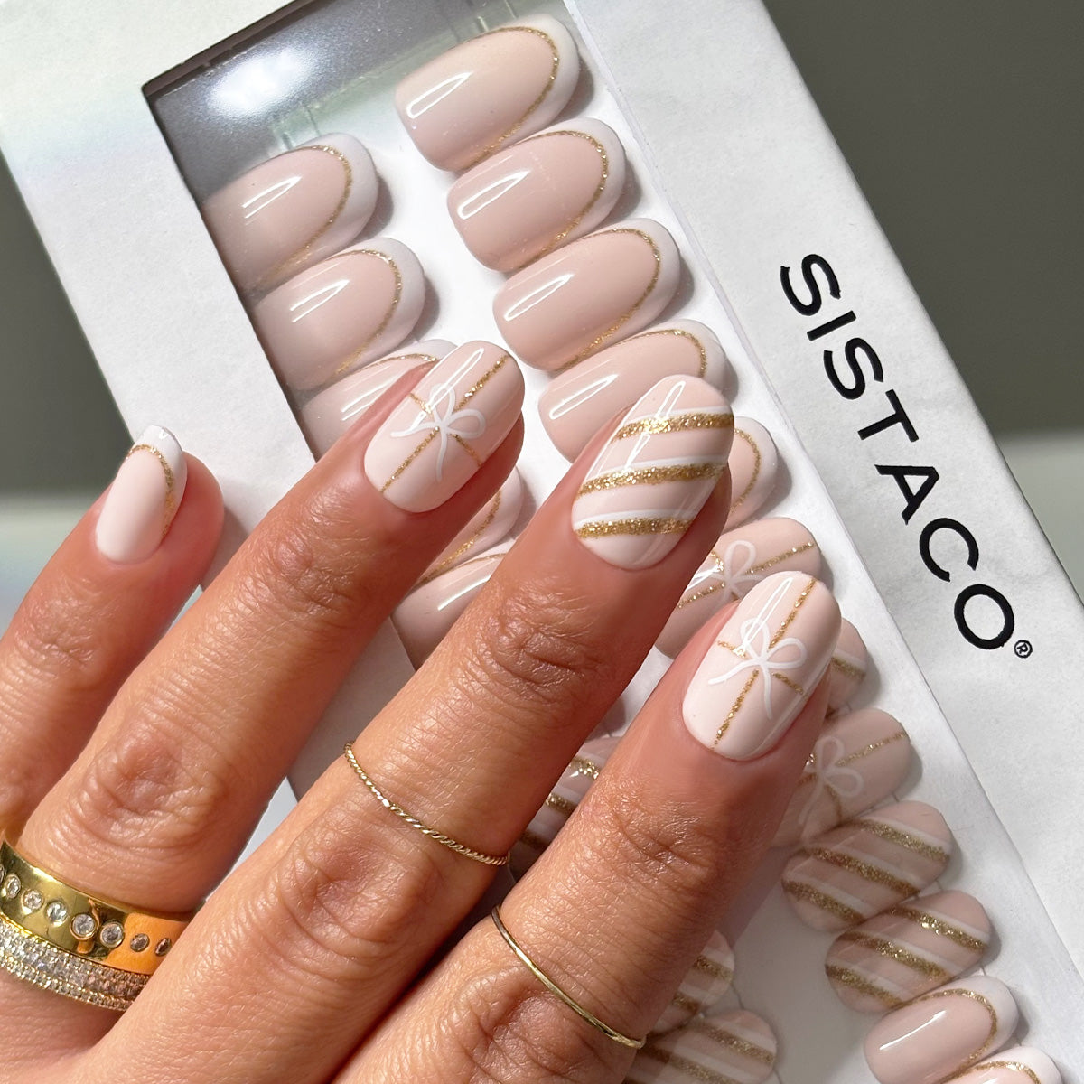 Sugar Plum Ribbon - Oval Sustainable Nails