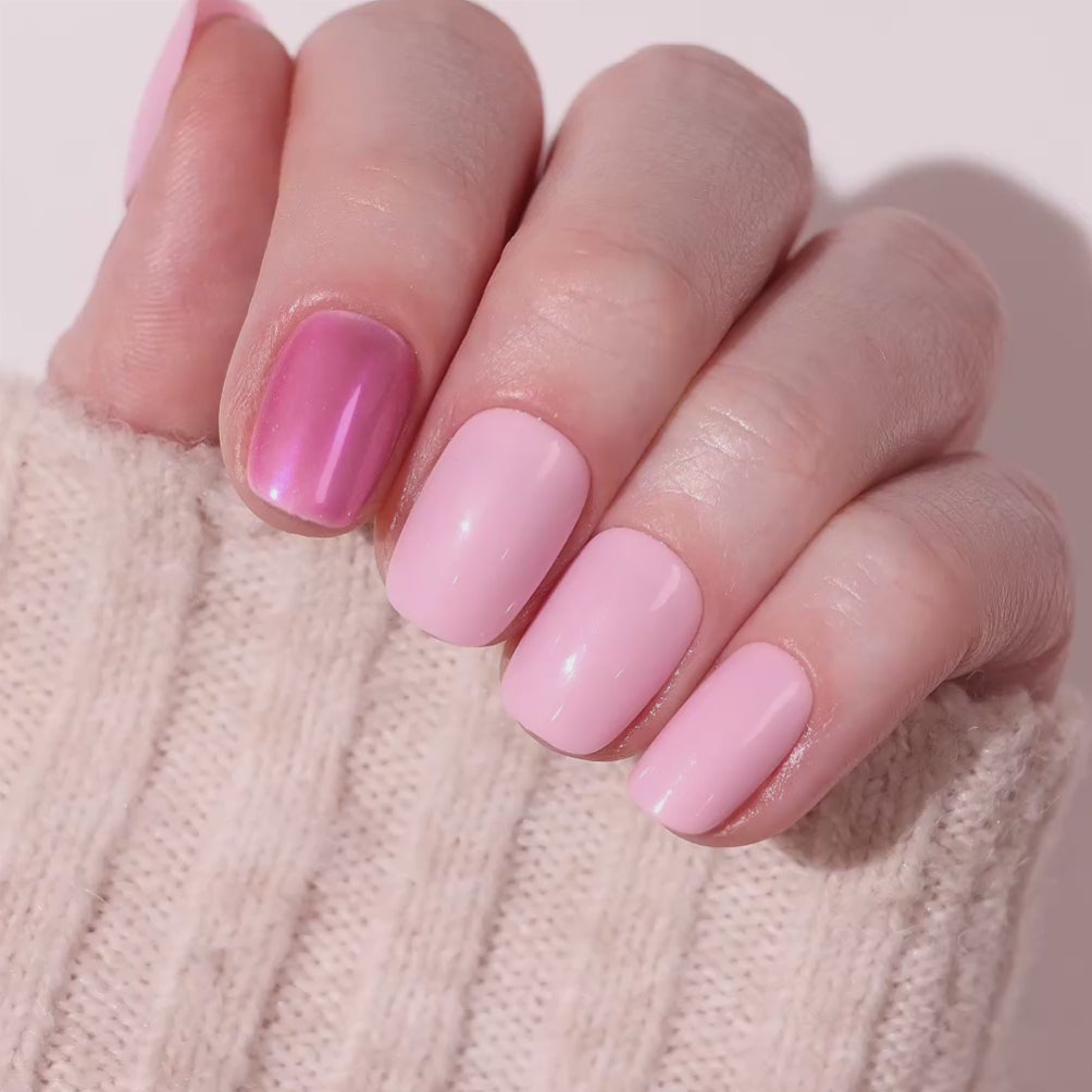 Pink Glow - Squoval Sustainable Nails